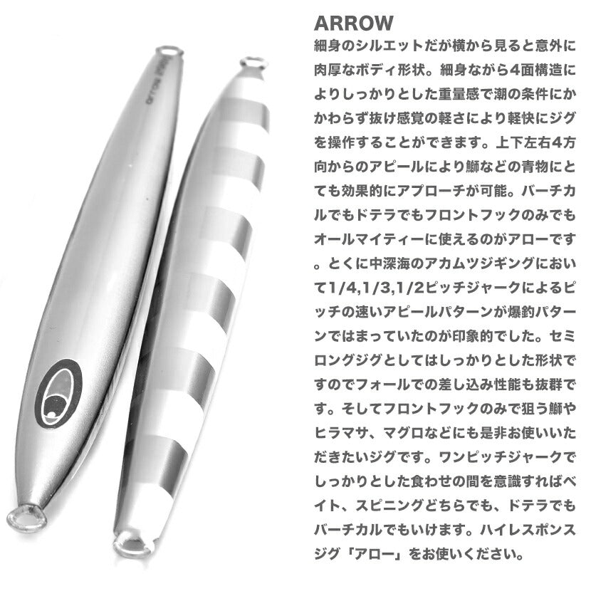 アローAJ別注リアルベイトアルミホログラムSPグロー/カラーグローSEAFLOORCONTROLシーフロアコントロールarrowジギングメタルジグ