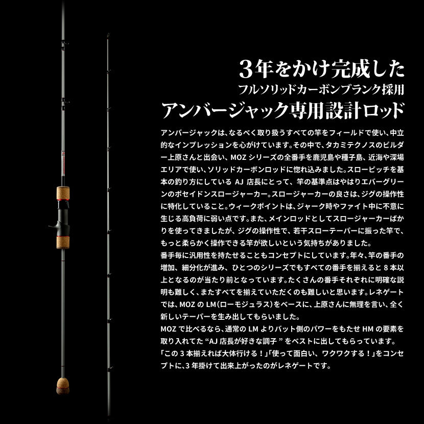 Takamitechnos《タカミテクノス》RENEGADEレネゲイドアンバージャック別注フルカーボンソリッドブランクジギングロッド【同梱不可】【さお】
