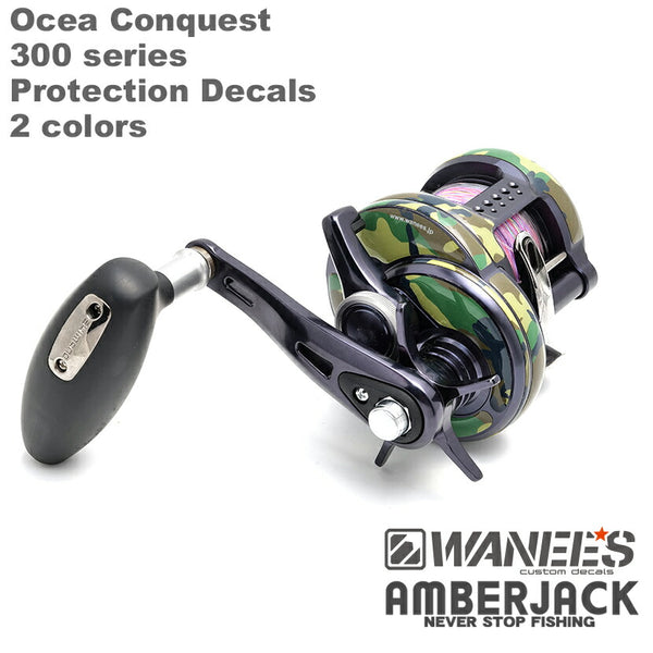 オシアコンクエスト300用リールプロテクションデカールWANEE’S×AMBERJACKジギングリールフィルムステッカー
